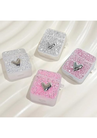 Airpods 1. Nesil / 2. Nesil İçin Kılıf Glitter Shiny Pembe Airpods 1/2 İle Uyumlu Kılıf - Pembe