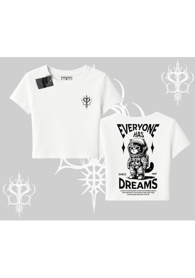 Tarzsokak Everyone Has Dreams Yazılı Astronot Kedi Arka Baskılı Babby Tee Tshirt Beyaz Tarzsokak Everyone Has Dreams Yazılı Astronot Kedi Arka Baskılı Babby Tee Tshirt Beyaz