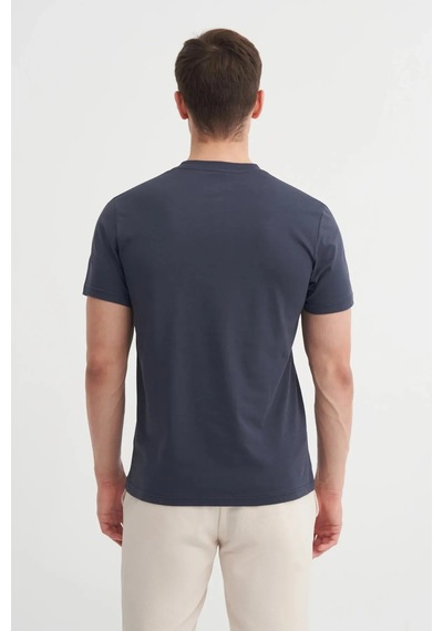Cazador Slim Fit Bisiklet Yaka Pamuklu Baskılı Tişört Antrasit