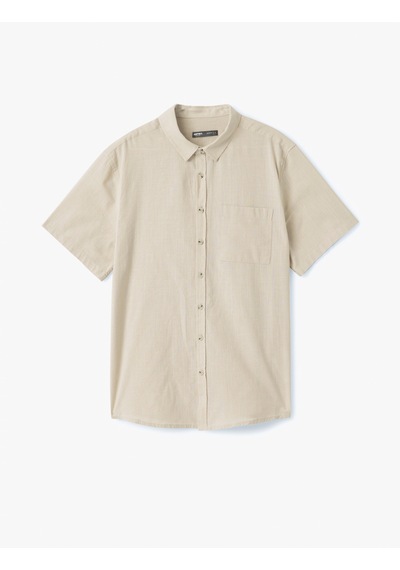 Koton Kısa Kollu Pamuklu Cep Detaylı Slim Fit Gömlek Gri 5sam60014hw Gri