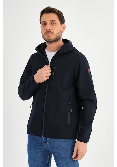 Alexander Gardi Alexandergardı Fermuarlı İçi Polarlı Su İtici Softshell Kumaş Kapüşonlu Mont E24-mnt-01 Lacivert