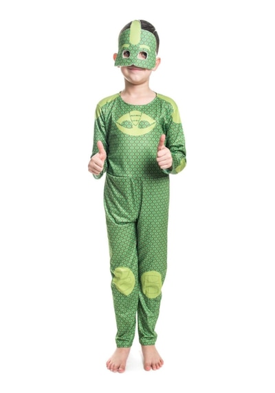 Sincapdükkan Pjmaskeli Çocuk Kostümleri Kertenkele 2-3 Yaş Çocuk Kostümü - Parti Kostümleri Yeşil