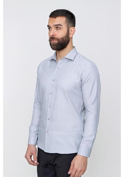 Efor Slim Fit Pamuk Saten Klasik Gri Gömlek Gk 604 Gri