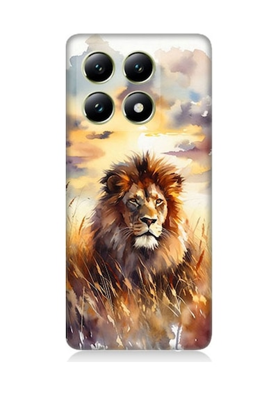Xiaomi 14t Pro Uyumlu Günbatımında Gururlu Aslan Desenli Silikon Kılıf Çok Renkli
