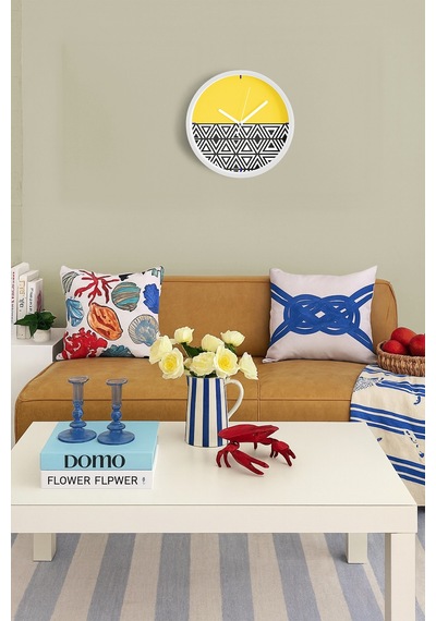 Modern Tasarım Duvar Saati - 35cm - Önü Camlı Beyaz Kasa - Sessiz Mekanizma-jh0565 Beyaz