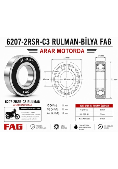 6207-2rsr-c3 Rulman-bilya Fag 35 72 17