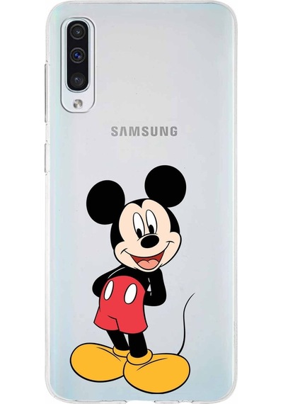 Samsung Galaxy Uyumlu A50s Kapak Mickey Mouse Tasarımlı Şeffaf Silikon Kılıf