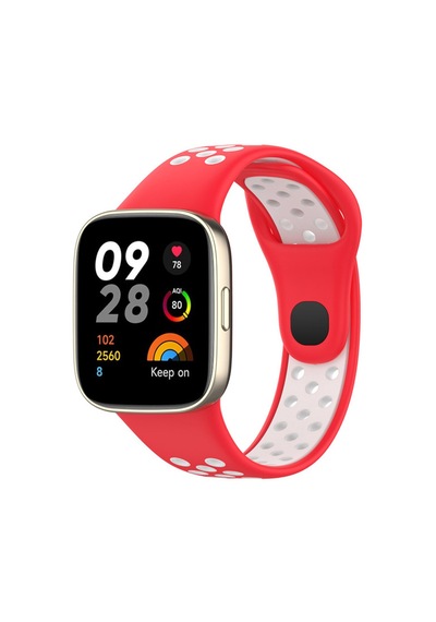 Newface - 162 - Xiaomi Redmi Watch 3 Spor Delikli Kordon - Csmo-tex - - Kırmızı-beyaz