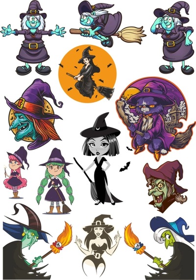 Cadı Sticker Set-1 13 Parça Telefon, Tablet, Defter, Laptop Sticker