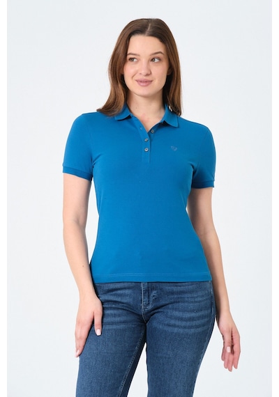 Msw Kadın Kısa Kollu Regular Fit Polo Yaka T-shirt Indigo