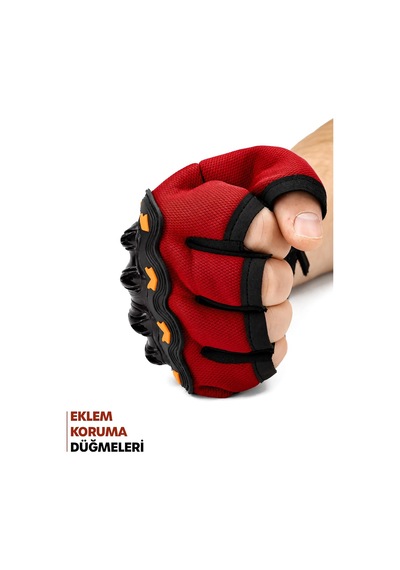 Xmlbayiciniz Tr M Beden Korumalı Kesik Yarım Motosiklet Eldiveni Unisex Bisiklet Motorcu Eldiveni Kırmızı 116 Genel