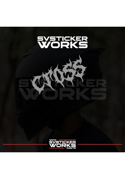 Cross Yazılı Kask Sticker Tüm Kasklar Uyumlu Tek Yön 1 Adet Gri