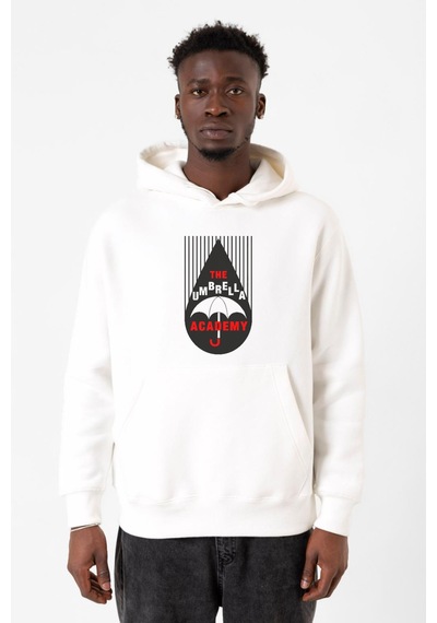 The Umbrella Academy Rain Logo Beyaz Erkek 3ip Kapşonlu Sweatshirt 001