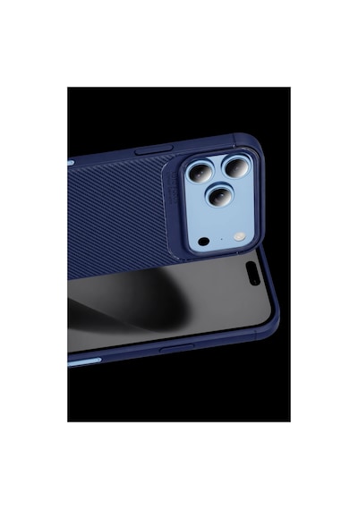Newface Apple iPhone Uyumlu 18 Pro Max Auto Focus Karbon Kapak - Lacivert Düz Renkli