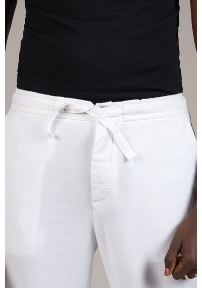 Akçaylar Lyocell Kumaş Beli Lastikli Ve İplikli Yazlık Baggy Pantolon Beyaz