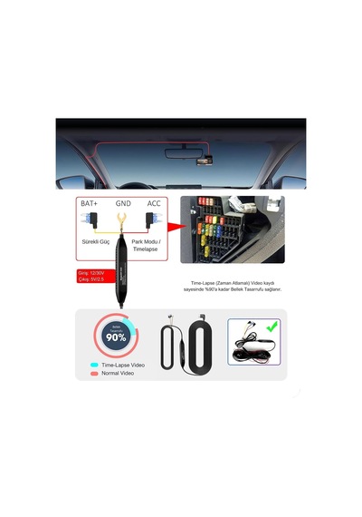 Laiser Bw-d363 Hardwire Kit - Park Modu Kablosu - Type-c / Hardwire Kit - Park Modu Kablosu