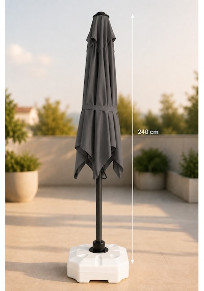 Alubrella Kare Antrasit 200x200 Cm, 8 Telli Güneş Şemsiyesi