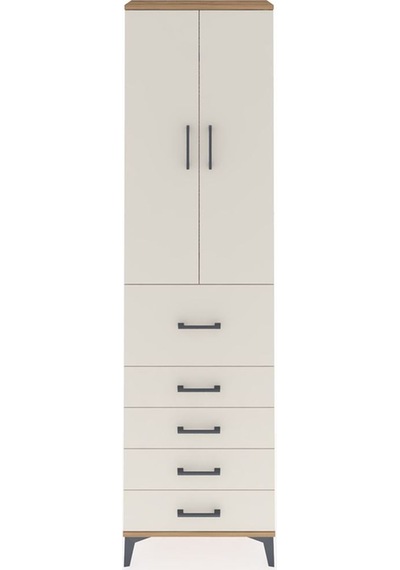 Arges Dolap 2 Raflı 5 Çekmeceli 2 Kapaklı 60x30x221 Çam-aytaşı Çam