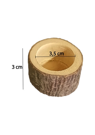 Doğal Kütük Hamster Yemliği - Mini Kemirgen Yem Kabı 3,5 Cm