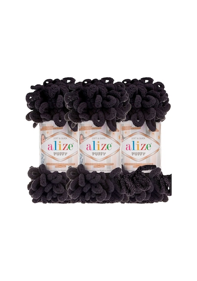 Puffy 3 Lü Paket El Örgü İpi - Şişsiz 100g X 3 Adet Renk No: 1060 - Siyah