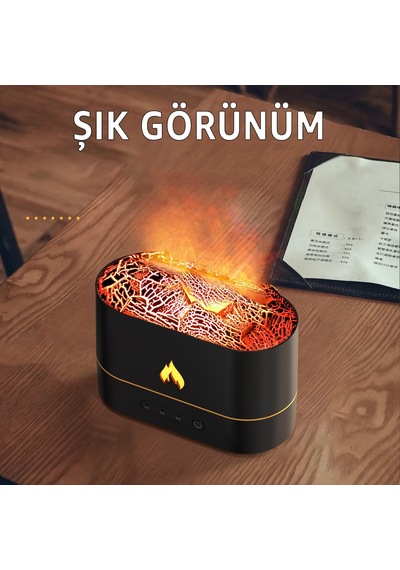 Robeve Işıklı Alev Efektli Aroma Difüzörü 7 Renk Rgb Alevli Hava Nemlendirici Buhar Makinesi, Sessiz Ultrasonik Teknoloji Şık Dekoratif Tasarım İle Aromaterapi Ve Ambiyans Aydınlatması Beyaz