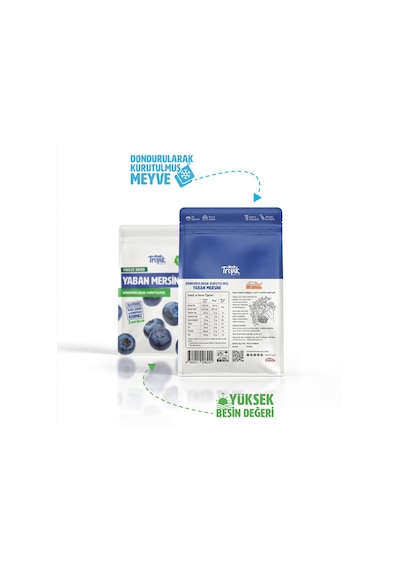 Dondurularak Kurutulmuş Yaban Mersini 18 G Freeze Dried Meyve Cipsi Çıtır Meyve Kurusu 3 Adet