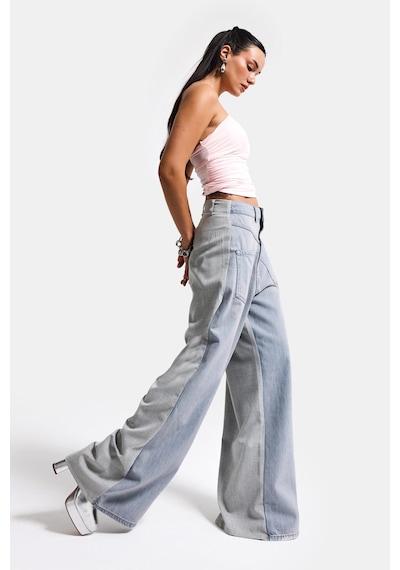 it's basic Kadın Gri Kot 2s6-89 Mega Baggy Çift Parça Önden Cepli Tasarım Denim Jean