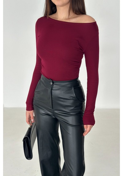 Noa & Noa Kadın Omuz Açık Fit Bluz Burgundy Glow bordo Noa & Noa Kadın Omuz Açık Fit Bluz Burgundy Glow bordo
