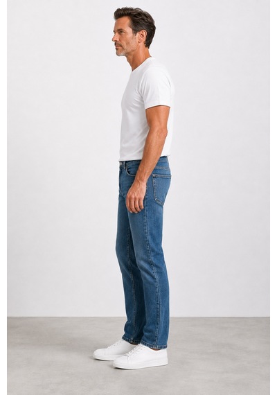 Bihan Store Erkek Yıkamalı Slim Fit Jeans Mc Clap 013-mavi