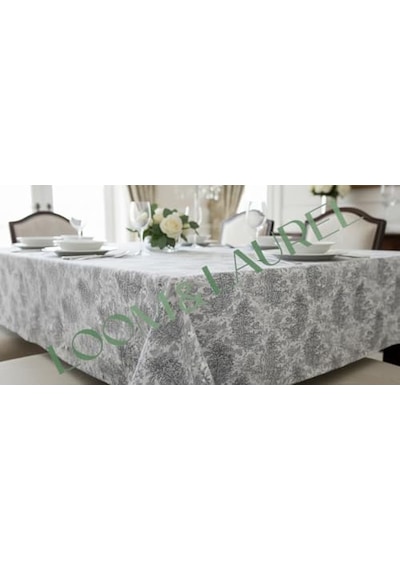 Jakarlı Dokuma Dikdörtgen Masa Örtüsü 160 X 240 Cm Gri Ağırlıklı Diğer