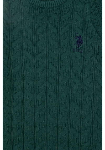 U.S. Polo Assn. Erkek Çocuk Koyu Yeşil Basic Bisiklet Yaka Kazak 50293551-VR079