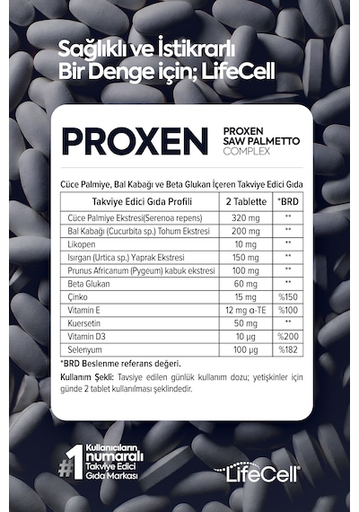 Proxen Saw Palmetto Complex Cüce Palmiye, Bal Kabağı Ve Beta Glukan İçeren Takviye Edici Gıda