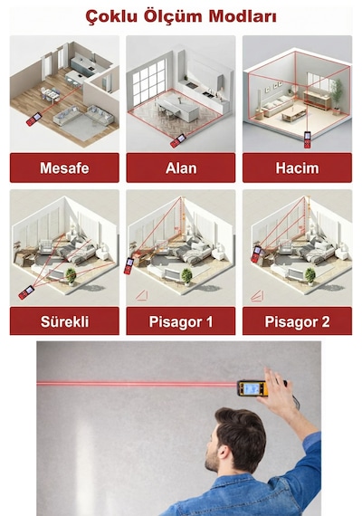 Steiner Profesyonel 50 Metre Lazer Metre Dijital Göstergeli Lazer Mesafe Ölçer Sarı