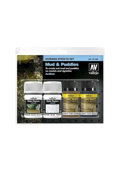 4x35 Ml. Mud & Puddles 4 Maket Boyası Pigment Seti, Vallejo 73189 Standart