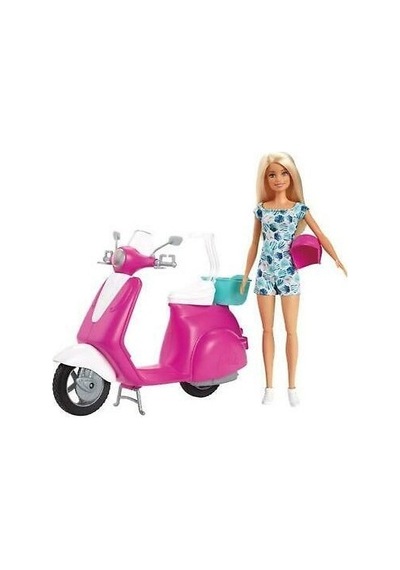 Barbie Bebek - Scooter Playset Gbk85 Aksesuar Pembe