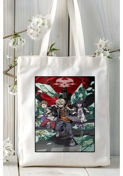 Art Hediye The World Ends With You Oyun Baskılı Omuz Çanta Kişiye Özel Model 2 Çok Renkli