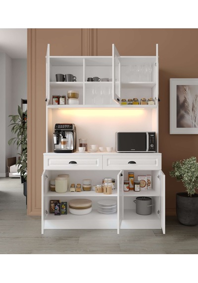 Guneystore Luna Kahve Köşesi - 140 Cm Mdf Mutfak Dolabı - Led Aydınlatmalı Beyaz Guneystore Luna Kahve Köşesi - 140 Cm Mdf Mutfak Dolabı - Led Aydınlatmalı Beyaz