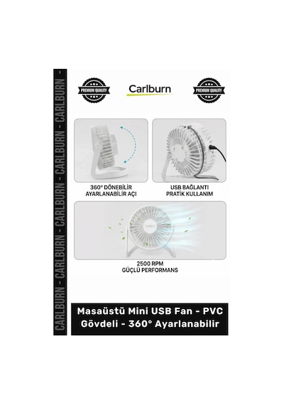 Özel Üretim 2500 Rpm Sessiz Motor Portatif Masaüstü Mini Usb Fan Pvc Gövdeli 360 Ayarlanabilir