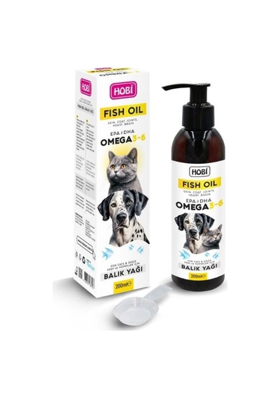 Hobi Kedi Ve Köpekler İçin Omega 3-6 Balık Yağı 200 Ml Deri Ve Tüy Bakım Desteği