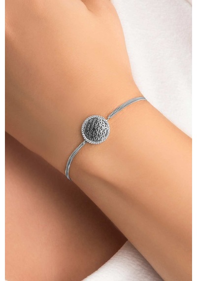 So Chic Yaşam Çiçeği 18 Ayar Beyaz Altın Kaplama 20 Cm Gümüş Bileklik Rodyum