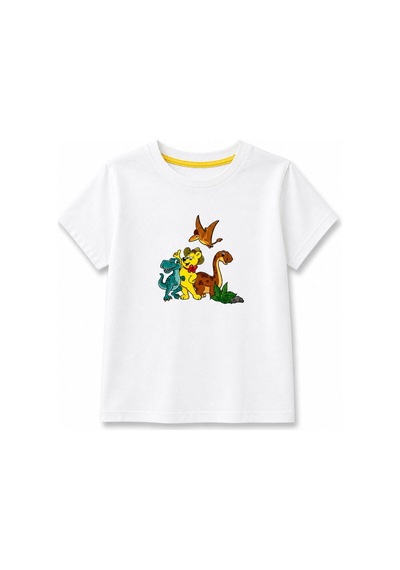 Haribo Lisanslı Dinozor Baskılı T-shirt Şort Takım Beyaz