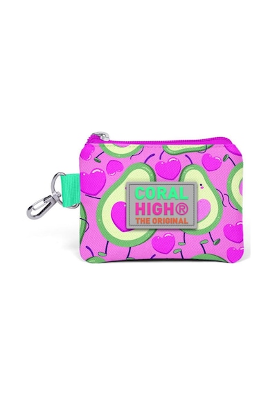 Coral High Kids Açık Pembe Su Yeşili Avakoda Desenli Bozuk Para Çantası 21809 Çok Renkli