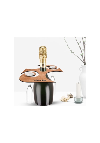 Kişiye Özel İkili İsimli Ahşap Şarap & Şampanya Bardağı Organizer N11.25139