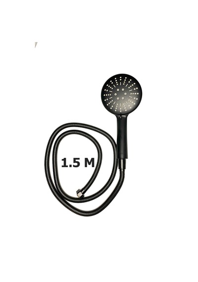 Black Sun 3 Fonksiyonlu Duş Başlığı Sürgülü Duş Seti Siyah 1.5 M Siyah