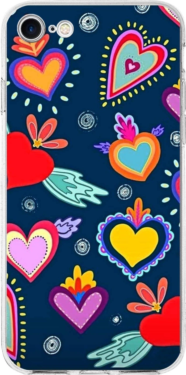 Apple Uyumlu iPhone Se 3 2022 İle 1mm Slim Fit Retro Renkler 3 Baskılı Şeffaf Kılıf