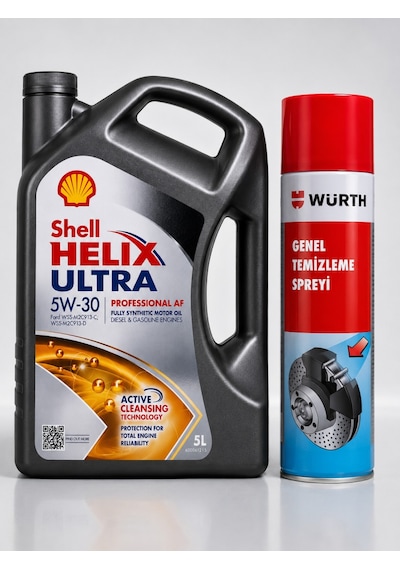 Shell Helix Ultra Pro Af 5W-30 Motor Yağı 5 L + Würth Balata Spreyi 500 ML