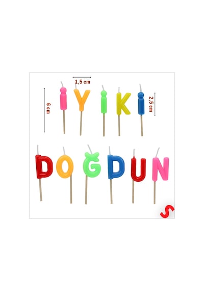 İyiki Doğdun Renkli Harf Mum Seti, 6 Cm 0-99