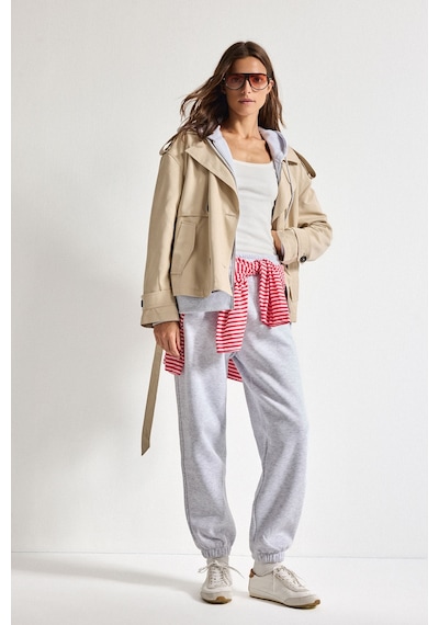 Defacto Jogger Fıt Elastik Bağlamalı Bel Basıc Pamuklu Eşofman Altı F9622ax26wngr93 Gri-gr93