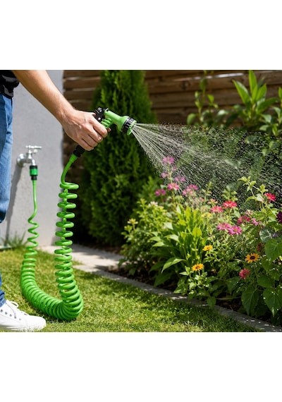 Lexroo 15 Metre Spiral Bahçe Sulama Hortumu Seti