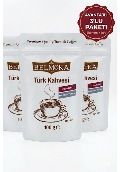 Kolojen Ve Magnezyum Katkılı Türk Kahvesi 3'lü Avantaj Paketi 3 100 Gr Türk Kahvesi